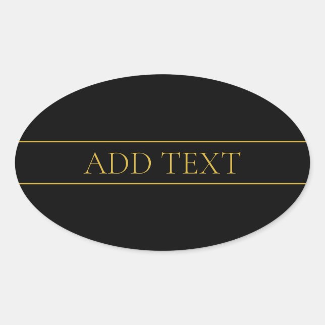 Classy Customisable Gold Text & Lines Oval Sticker (Front)