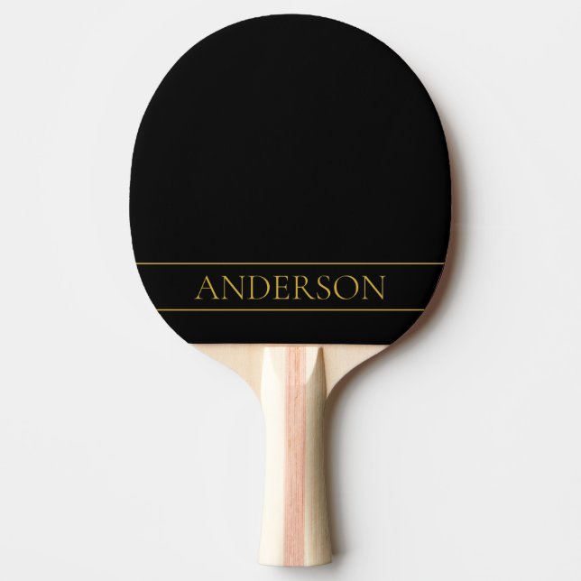 Classy Customisable Gold Text & Lines Ping Pong Paddle (Front)