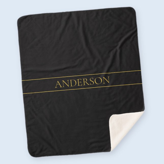Classy Customisable Gold Text & Lines Sherpa Blanket (Creator Uploaded)
