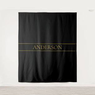 Classy Customisable Gold Text & Lines Tapestry