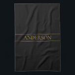 Classy Customisable Gold Text & Lines Tea Towel<br><div class="desc">Your custom name or brand.</div>