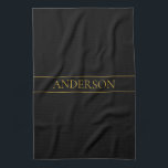 Classy Customisable Gold Text & Lines Tea Towel<br><div class="desc">Your custom name or brand.</div>