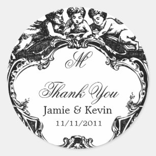 Classy Customisable Monogrammed Cherub Sticker