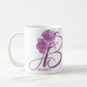 Classy Customizable B monogram pink rose flowers Coffee Mug