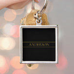 Classy Customizable Gold Text & Lines Key Ring<br><div class="desc">Your custom name or brand.</div>