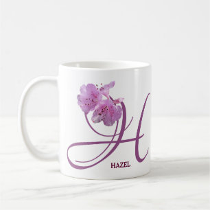 Classy Customizable H monogram pink rose flowers Coffee Mug