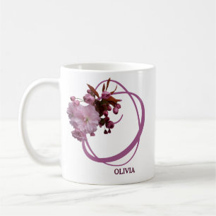 Classy Customizable O monogram pink rose flowers Coffee Mug
