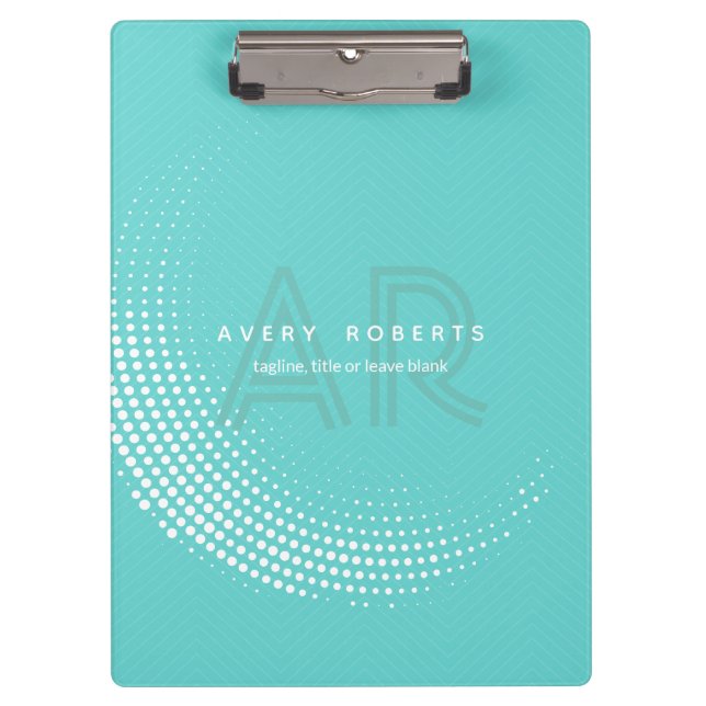 Classy cyan Elegant Professional geometric Clipboard (Front)