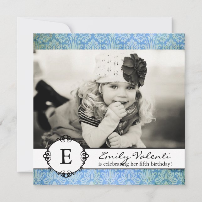 Classy Damask Birthday Party Invitation (Front)