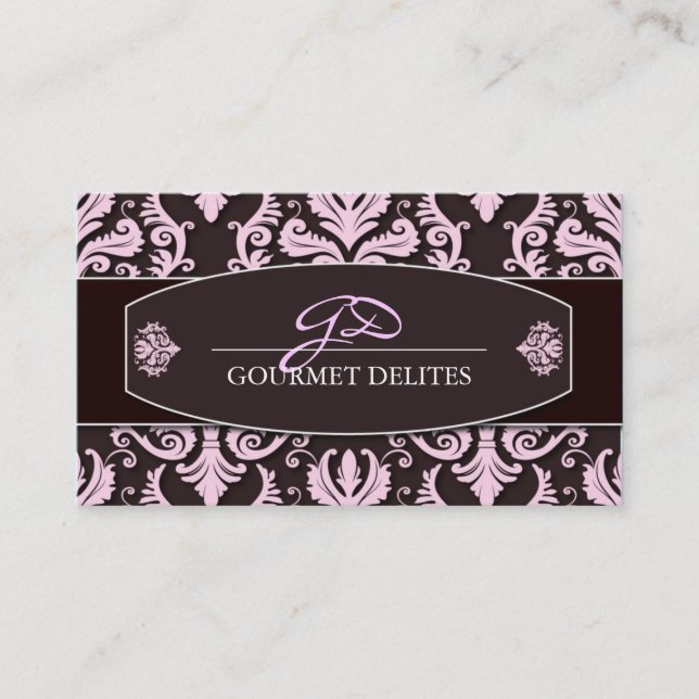 Classy Damask Business Card (Front)