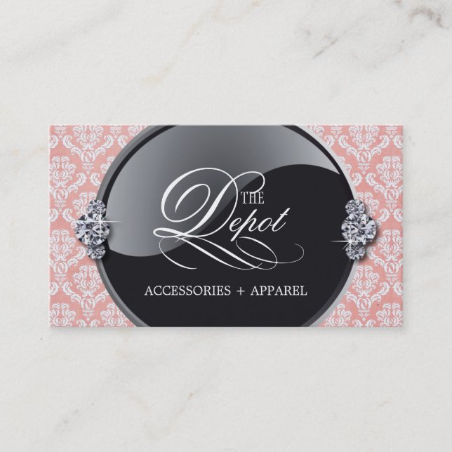 Classy Damask Business Card (Front)