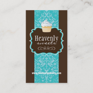 Classy Damask Cupcake Bakery Business Card