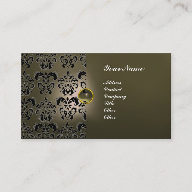 CLASSY DAMASK GEM  MONOGRAM BUSINESS CARD (Front)