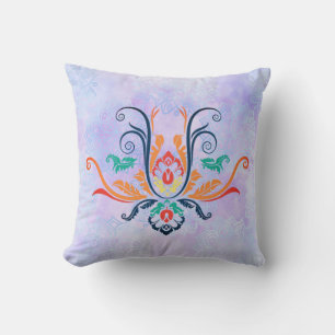 Classy Damask Geometric Flora With Branches  Cushion