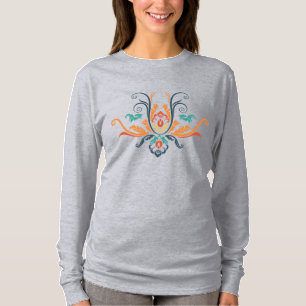 Classy Damask Geometric Flora With Branches  T-Shirt