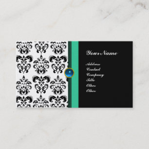 CLASSY DAMASK MONOGRAM ,black sapphire platinum Business Card