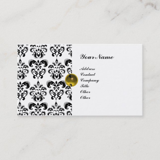 CLASSY DAMASK  MONOGRAM BUSINESS CARD (Front)