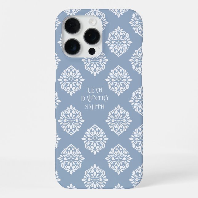 Classy Damask Regency Pale Blue iPhone Case (Back)