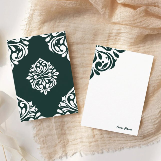Classy Damask Regency Phthalo Green Card (Creator Uploaded)