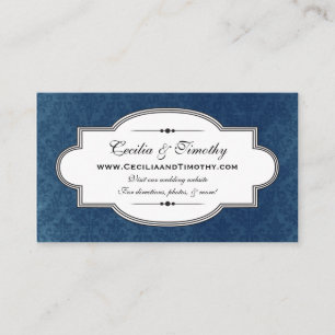 Classy Damask Wedding Website Business Card (blue)