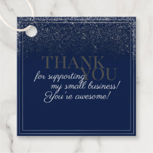 Classy Dark Blue and Silver Packaging Thank You Favour Tags