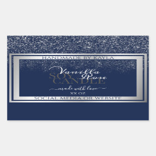 Classy Dark Blue & Silver Product Packaging Labels