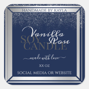 Classy Dark Blue & Silver Product Packaging Labels