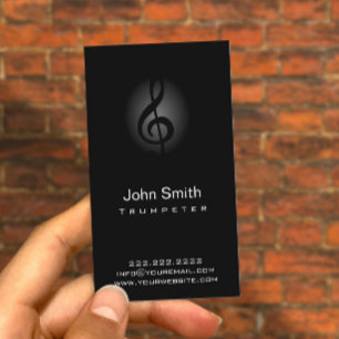 Classy Dark Clef Trumpeter Business Card