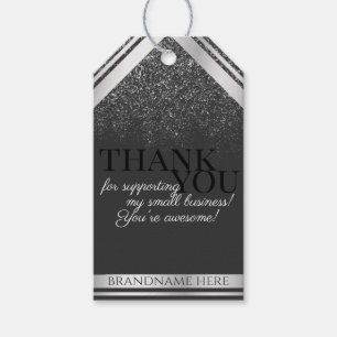 Classy Dark Grey and Silver with Chic Glitter Rain Gift Tags