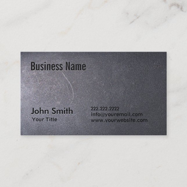 Classy Dark Grey Leather Texture Business Card (Front)