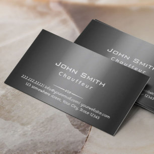 Classy Dark Grey Metal Chauffeur Business Card