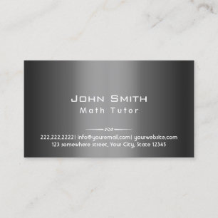 Classy Dark Grey Metal Math Tutor Business Card