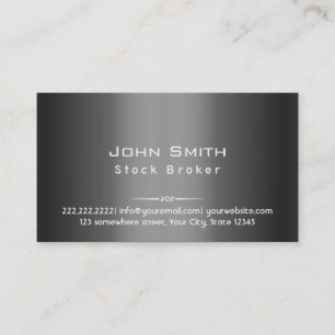 Classy Dark Grey Metal Stock Broker Business Card