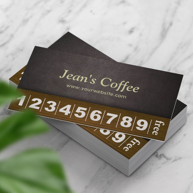 Classy Dark Leather Coffee Business Loyalty Card (Creator Uploaded)