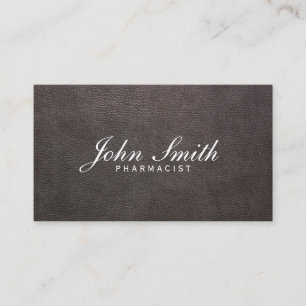 Classy Dark Leather Pharmacist Business Card