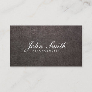 Classy Dark Leather Psychologist Business Card