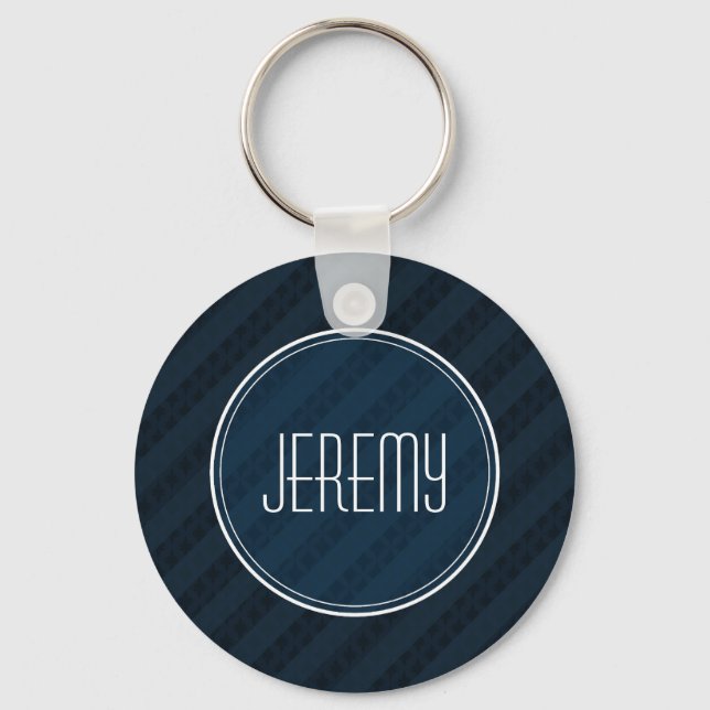 Classy Dark Navy Custom Monogram Version 2.0 Key Ring (Front)