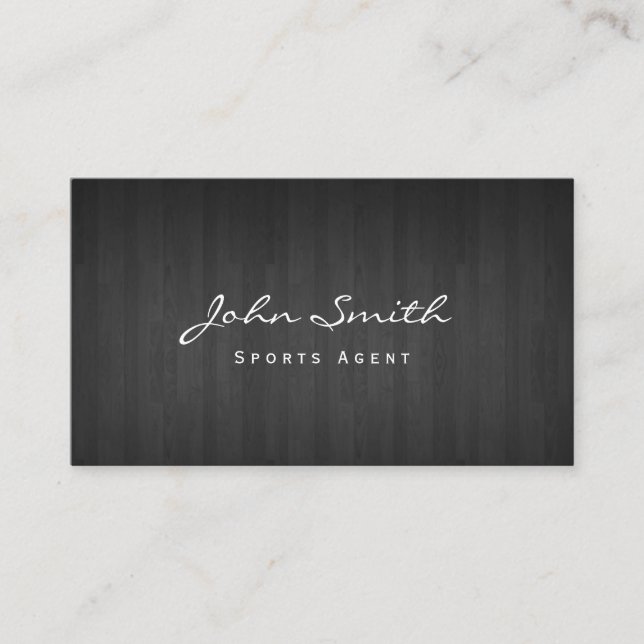 Classy Dark Wood Sports Agent Business Card (Front)