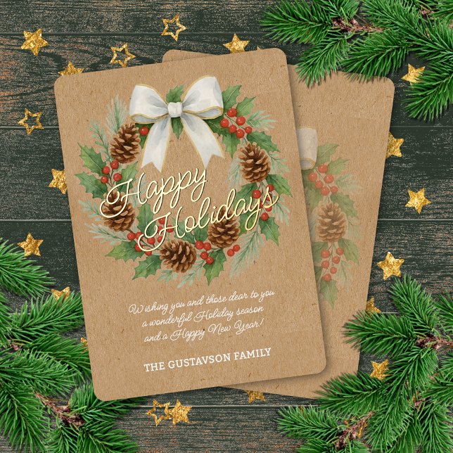 Classy December Wreath White Bow Watercolor Gold (Creator Uploaded)