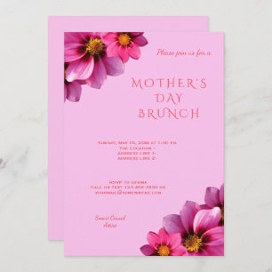 Classy Decorative Corner Dahlias Mother's Day Invitation