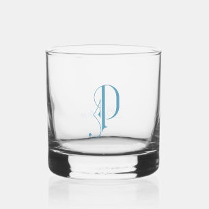 Classy Decorative Monogramed P Personalized Whiskey Glass