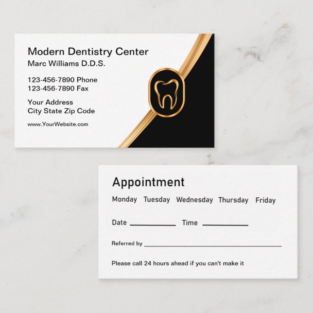 Classy Dentist Appointment Business Cards (Front/Back)