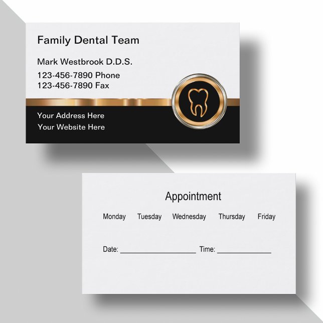 Classy Dentist Appointment Business Cards (Creator Uploaded)