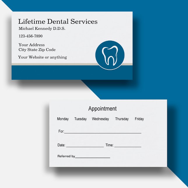 Classy Dentist Appointment Reminder Business Cards (Creator Uploaded)