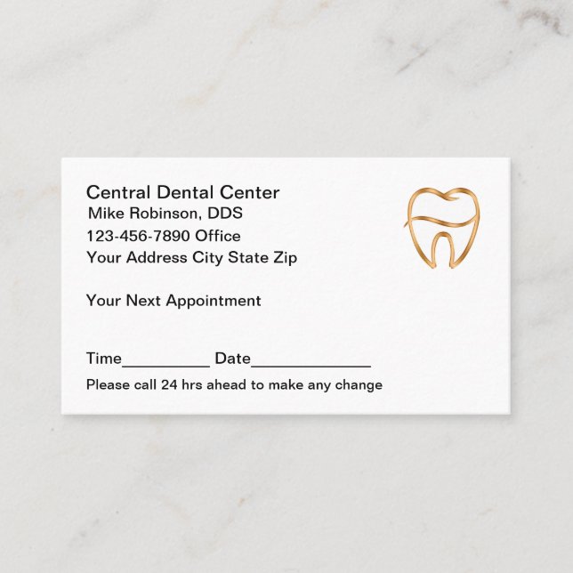 Classy Dentist Office Dental Appointment Cards (Front)