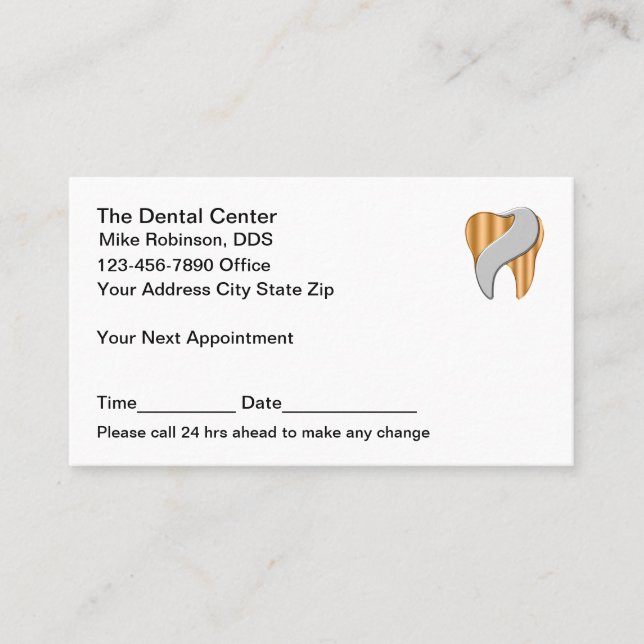 Classy Dentist Office Dental Appointment Cards (Front)