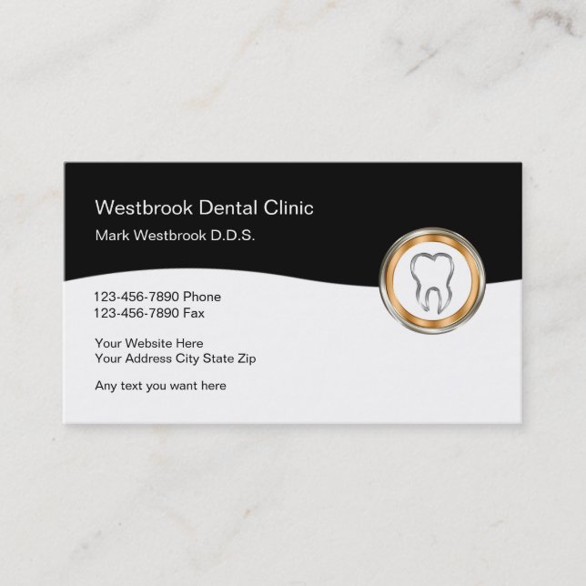 Classy Dentist Office Modern Layout Business Card (Front)