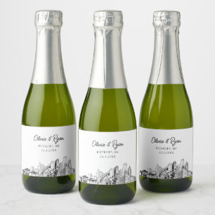 Classy Detroit Wedding Favour Custom Mini Sparkling Wine Label
