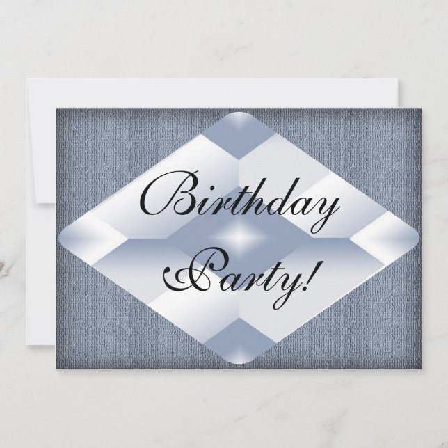 Classy Diamond Birthday Party Invitation (Front)