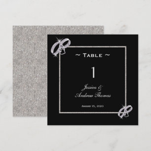 Classy Diamond Silver Wedding Rings Table Number